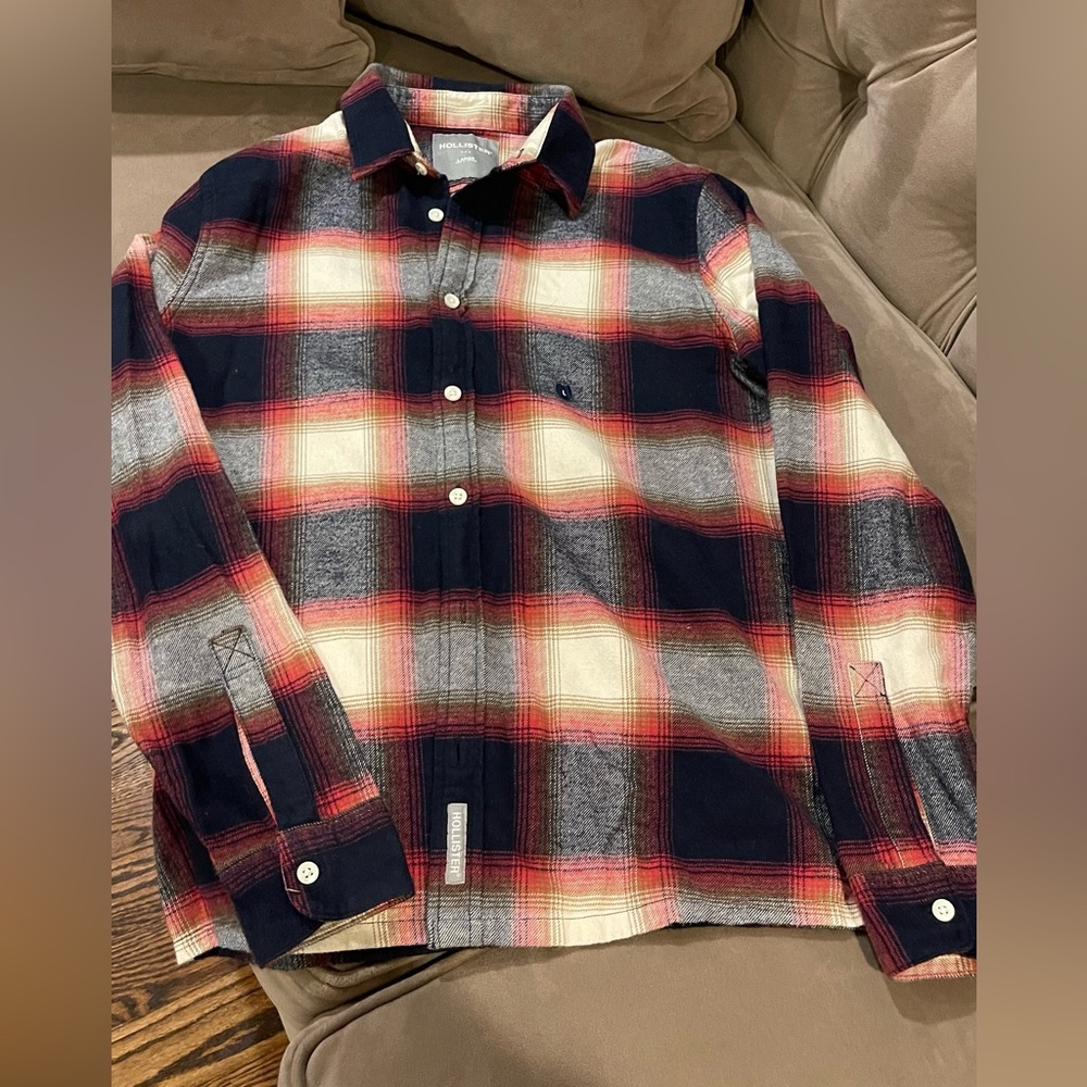 Men's Plaid Shirt - Red, Black, and White